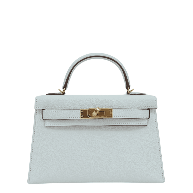 Hermès Mini Kelly Bleu Brume Chèvre