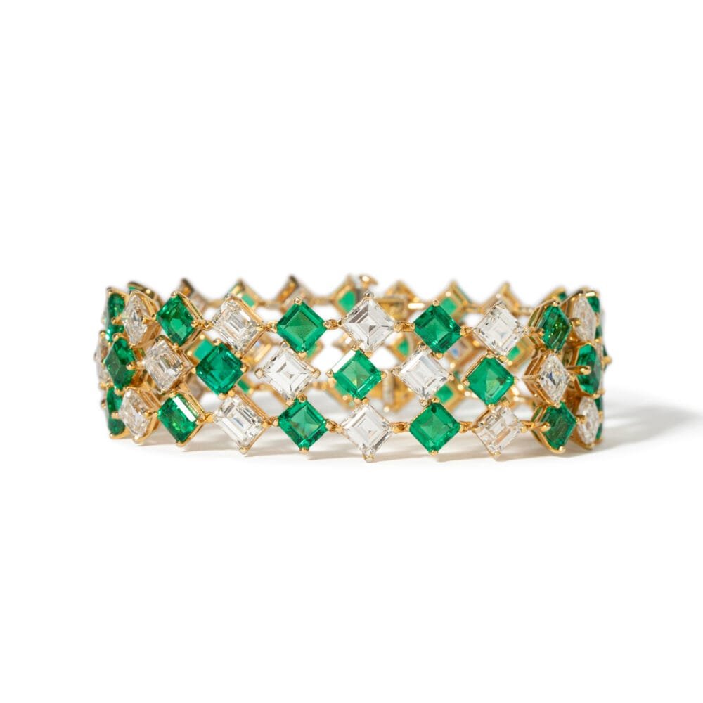 Oscar Heyman Emerald & Diamond Bracelet in Platinum & 18K Yellow Gold