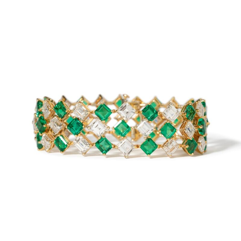 Oscar Heyman Emerald & Diamond Bracelet in Platinum & 18K Yellow Gold