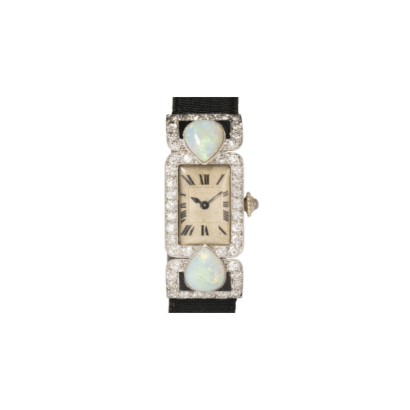 Cartier Platinum & 18K Rose Gold Diamond & Opal Manual Movement Watch