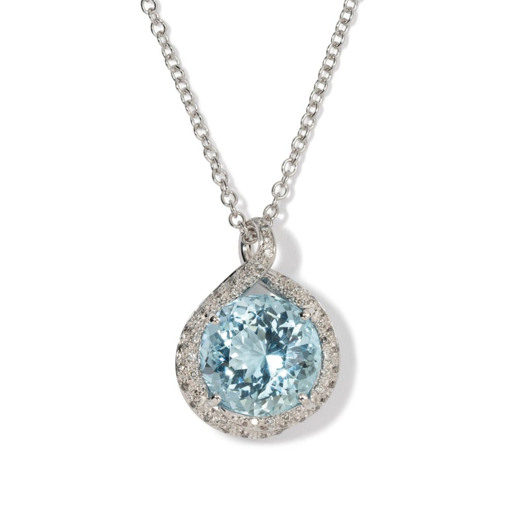 Salavetti Mare 18K White Gold Aquamarine & Diamond Necklace