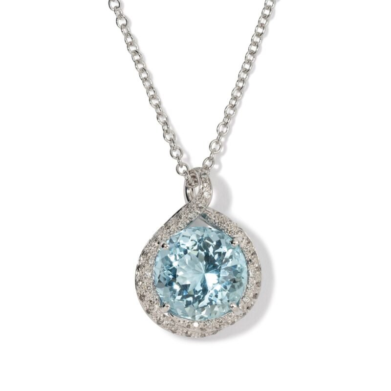 Salavetti Mare 18K White Gold Aquamarine & Diamond Necklace