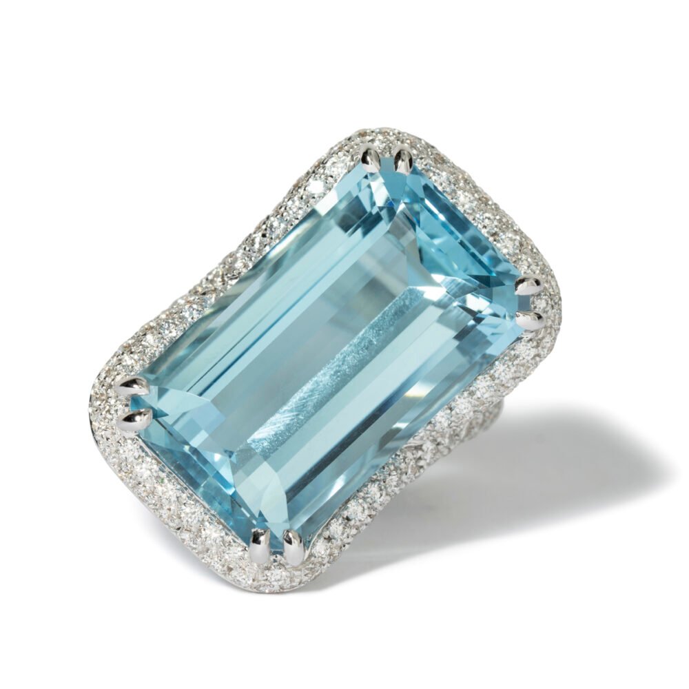 Salavetti Mare 18K White Gold Aquamarine & Diamond Ring