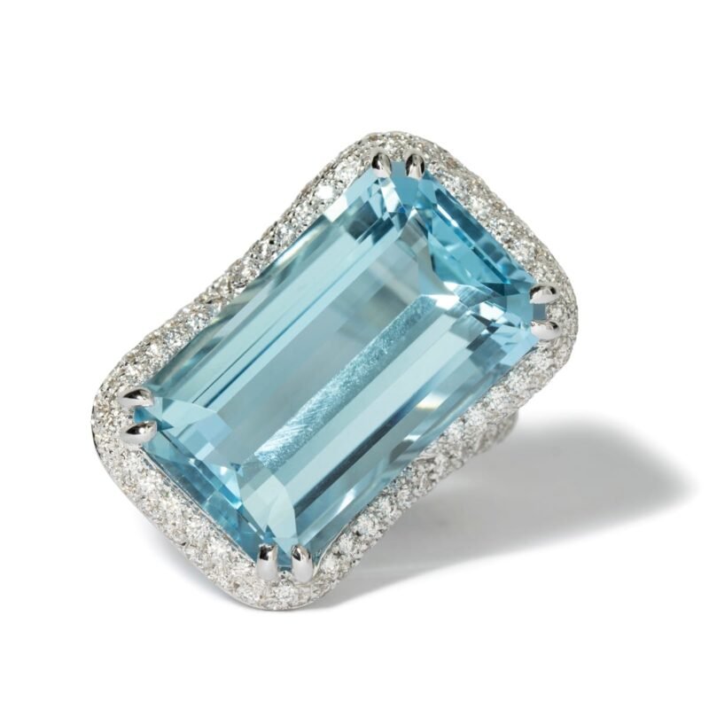 Salavetti Mare 18K White Gold Aquamarine & Diamond Ring