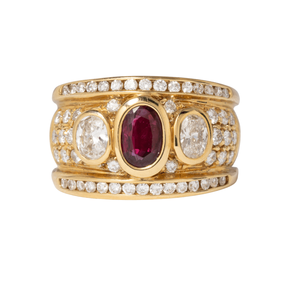 18K Yellow Gold Ruby & Diamond Ring