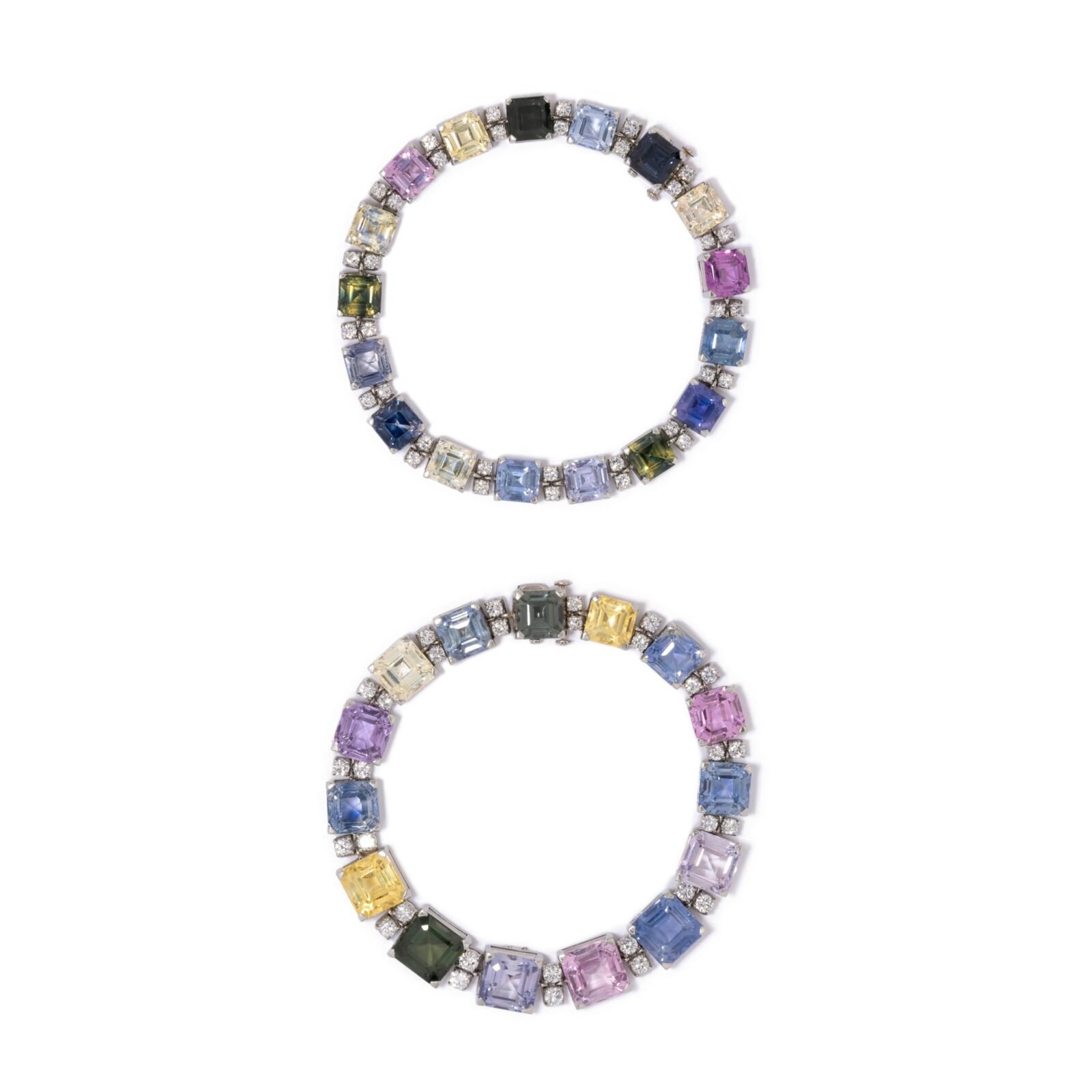 Oscar Heyman Platinum Multi-Color Sapphire & Diamond Suite - Image 2