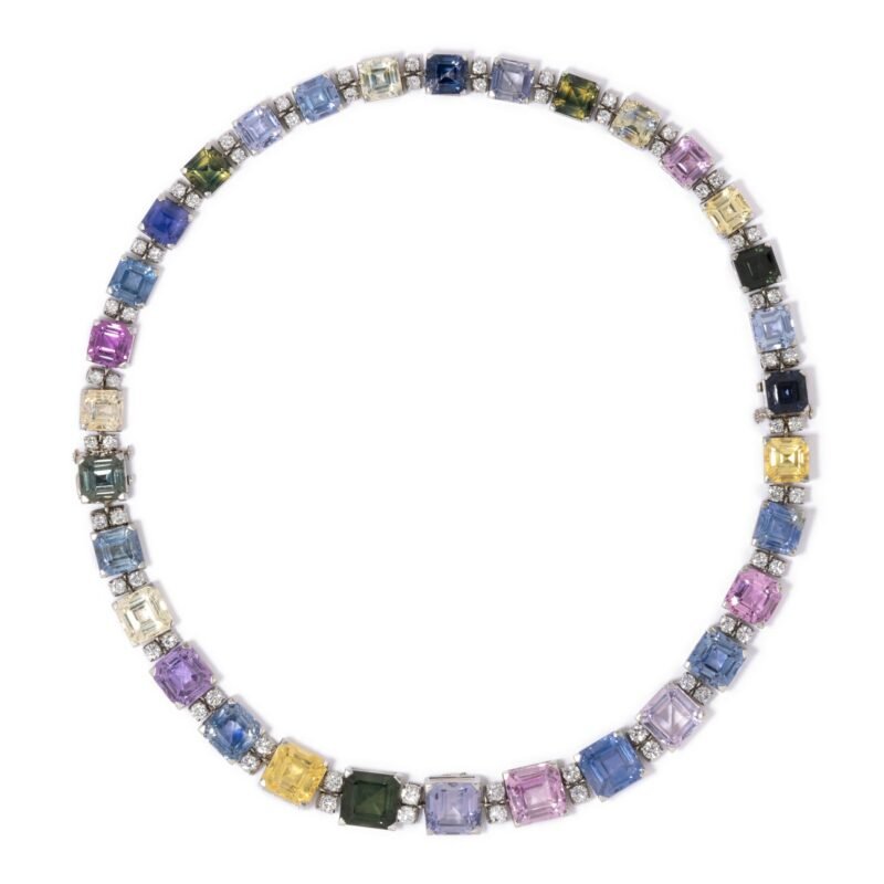 Oscar Heyman Platinum Multi-Color Sapphire & Diamond Suite