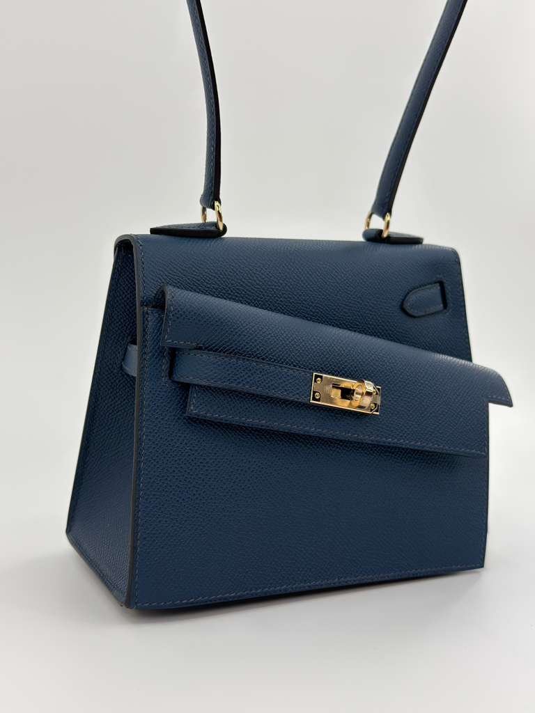 Hermès Kelly en Désordre Bleu de Prusse Epsom Permabrass Hardware - Image 3