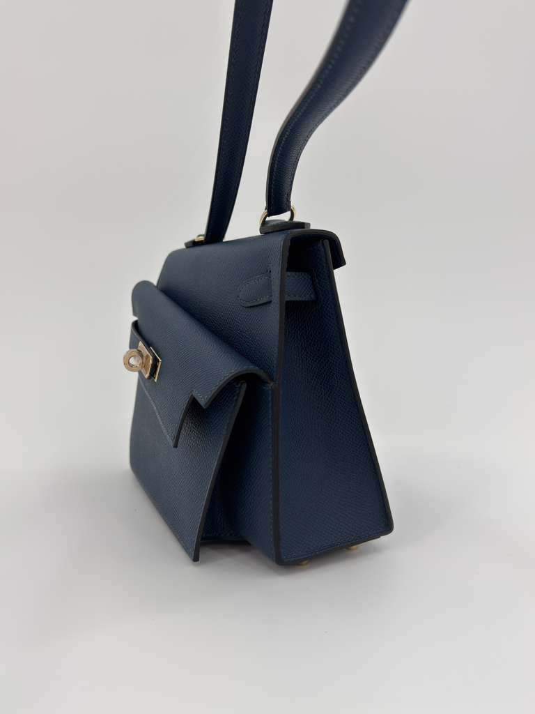 Hermès Kelly en Désordre Bleu de Prusse Epsom Permabrass Hardware - Image 7