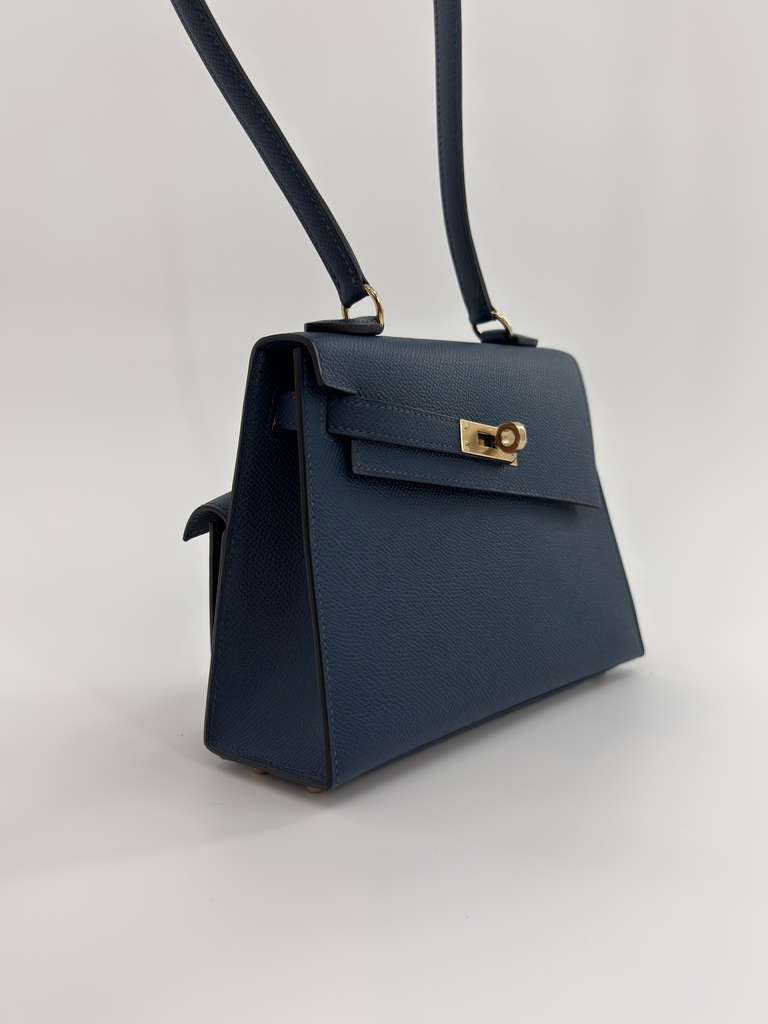 Hermès Kelly en Désordre Bleu de Prusse Epsom Permabrass Hardware - Image 6