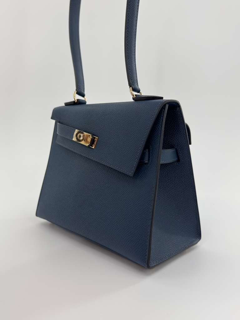 Hermès Kelly en Désordre Bleu de Prusse Epsom Permabrass Hardware - Image 5