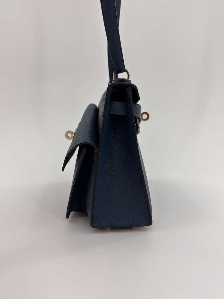 Hermès Kelly en Désordre Bleu de Prusse Epsom Permabrass Hardware - Image 10