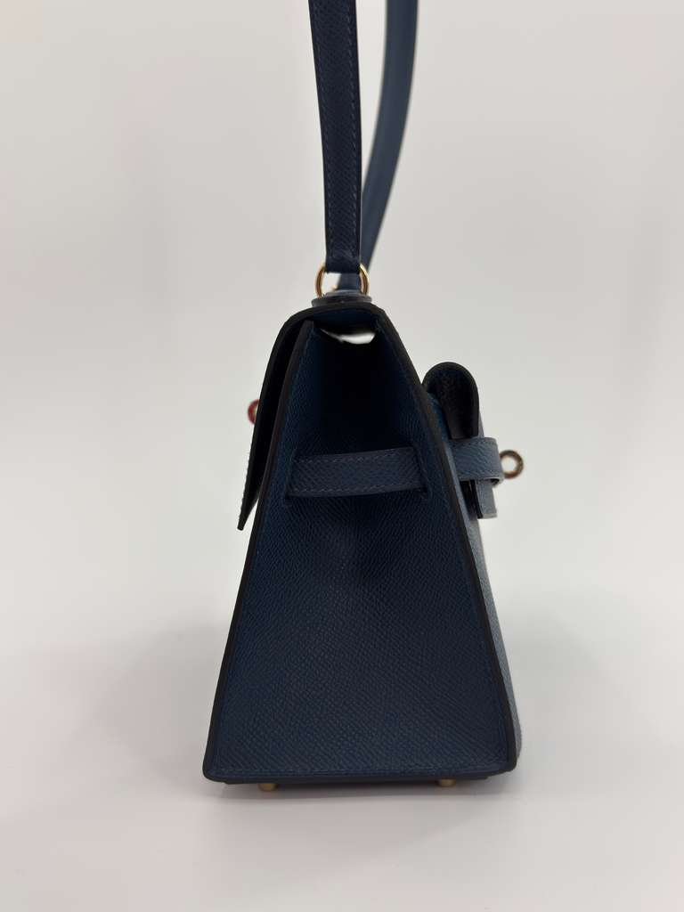 Hermès Kelly en Désordre Bleu de Prusse Epsom Permabrass Hardware - Image 11