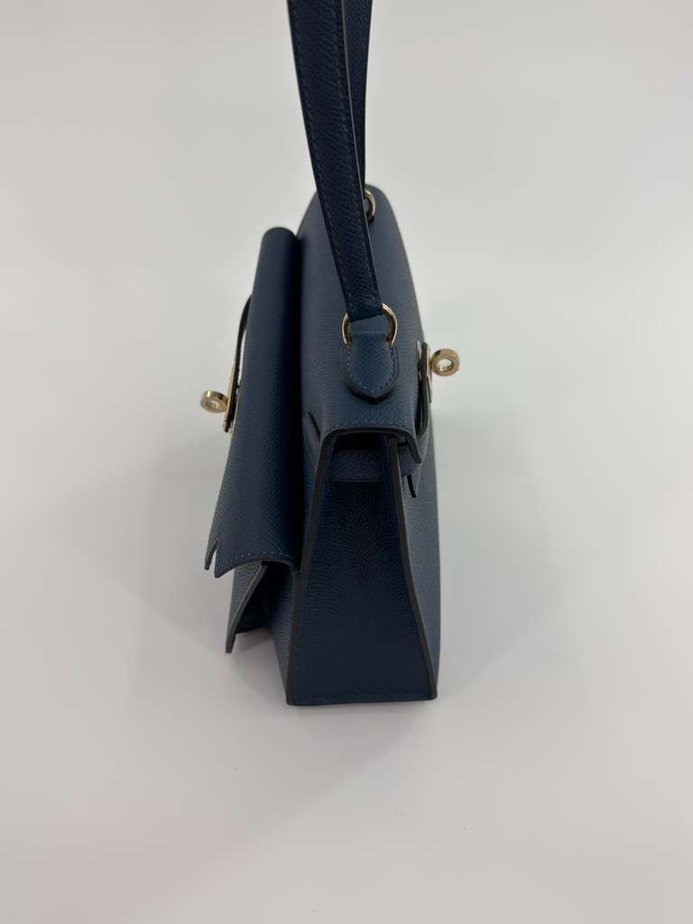 Hermès Kelly en Désordre Bleu de Prusse Epsom Permabrass Hardware - Image 12